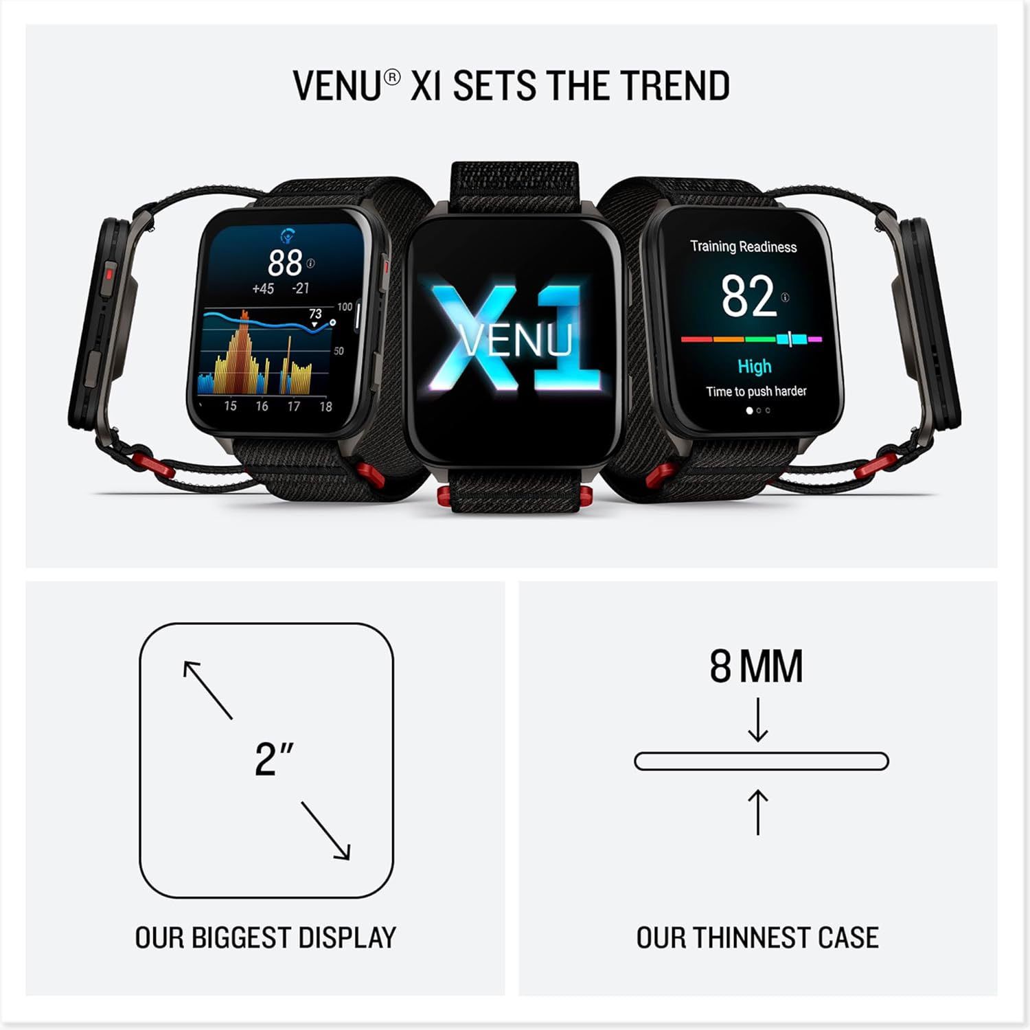 Buy Garmin,Garmin Venu X1 Black GPS Smartwatch – 2" Square AMOLED Display, Ultra-Thin 7.9mm Case, LED Flashlight, Sapphire Lens, Titanium Caseback, 100+ Sports Apps & 8-Day Battery - Gadcet UK | UK | London | Scotland | Wales| Near Me | Cheap | Pay In 3 | Smart Watches